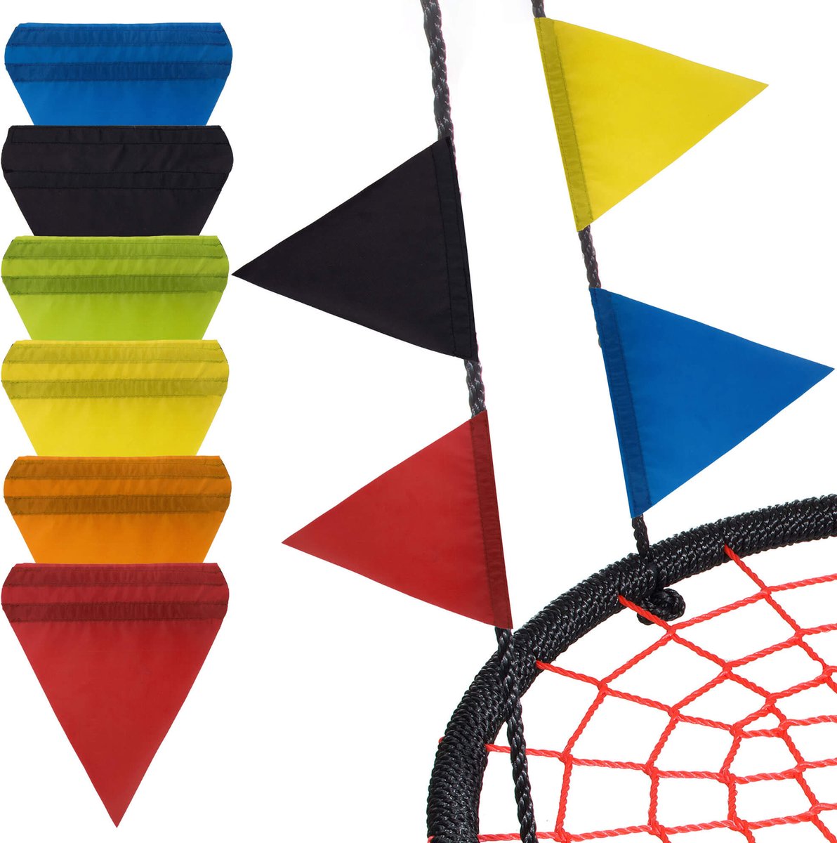 Springos Nestschommel Vlaggetjes | Vlaggetjes Schommel Kinderen | Kinderschommel Vlaggetjes 6 Stuks | Multicolor